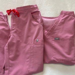 Limited edition light pink FIGS scrub set